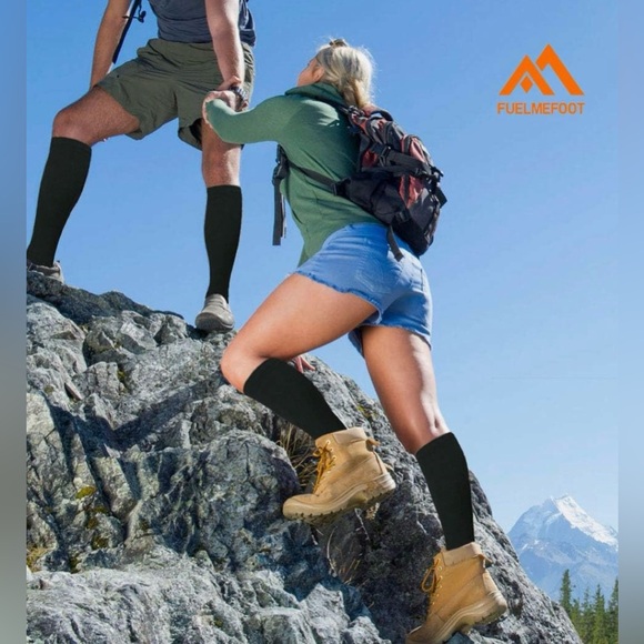 Copper Compression Knee High Socks Circulation Support Black 2 Pack - Picture 5 of 6